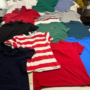 Tommy Hilfiger Red and White Logo Stripe Tee